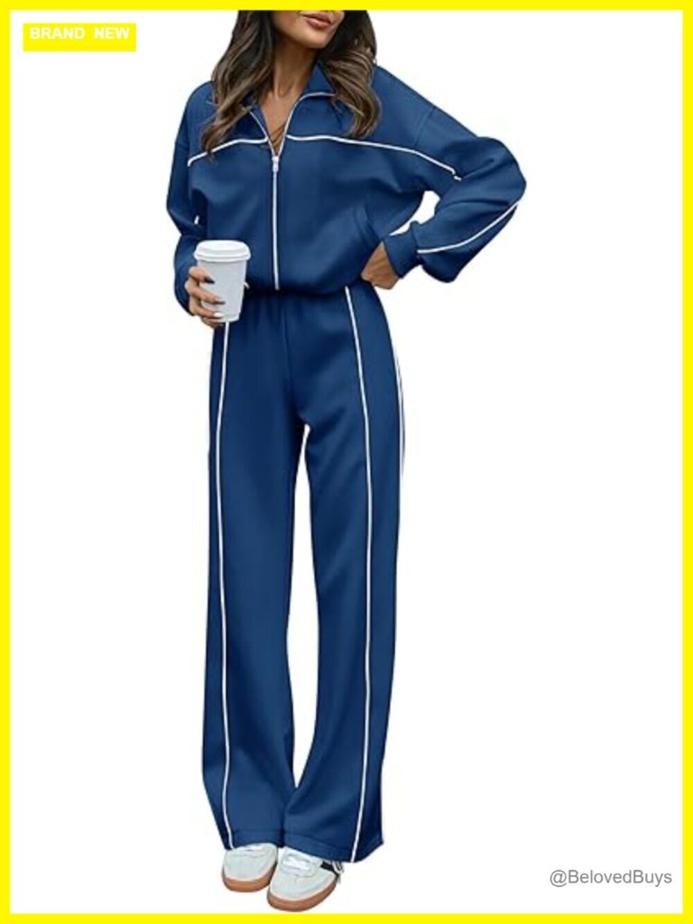 Two Piece Zip Up Sweatshirt and Jogger Pants Tracksuit Set